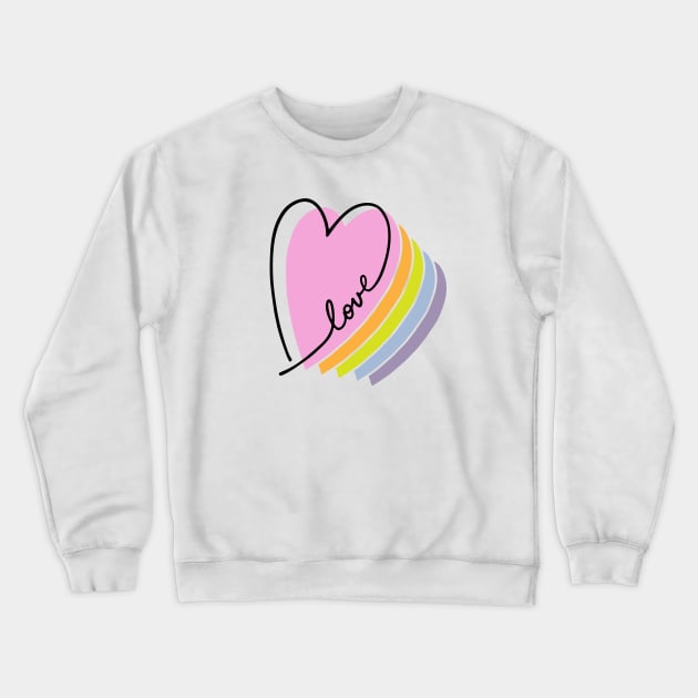 Pastel Rainbow Heart Love Letters Line Art Crewneck Sweatshirt by B*Shoppe